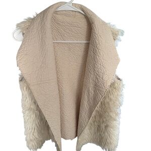 Women's Cream Faux Fur Vest
